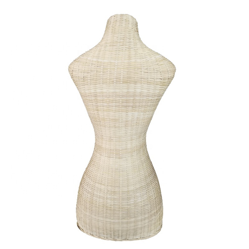 Handmade Rattan Half Body Female Mannequin Woman Upper-Body Dummy Torso Cloth Display