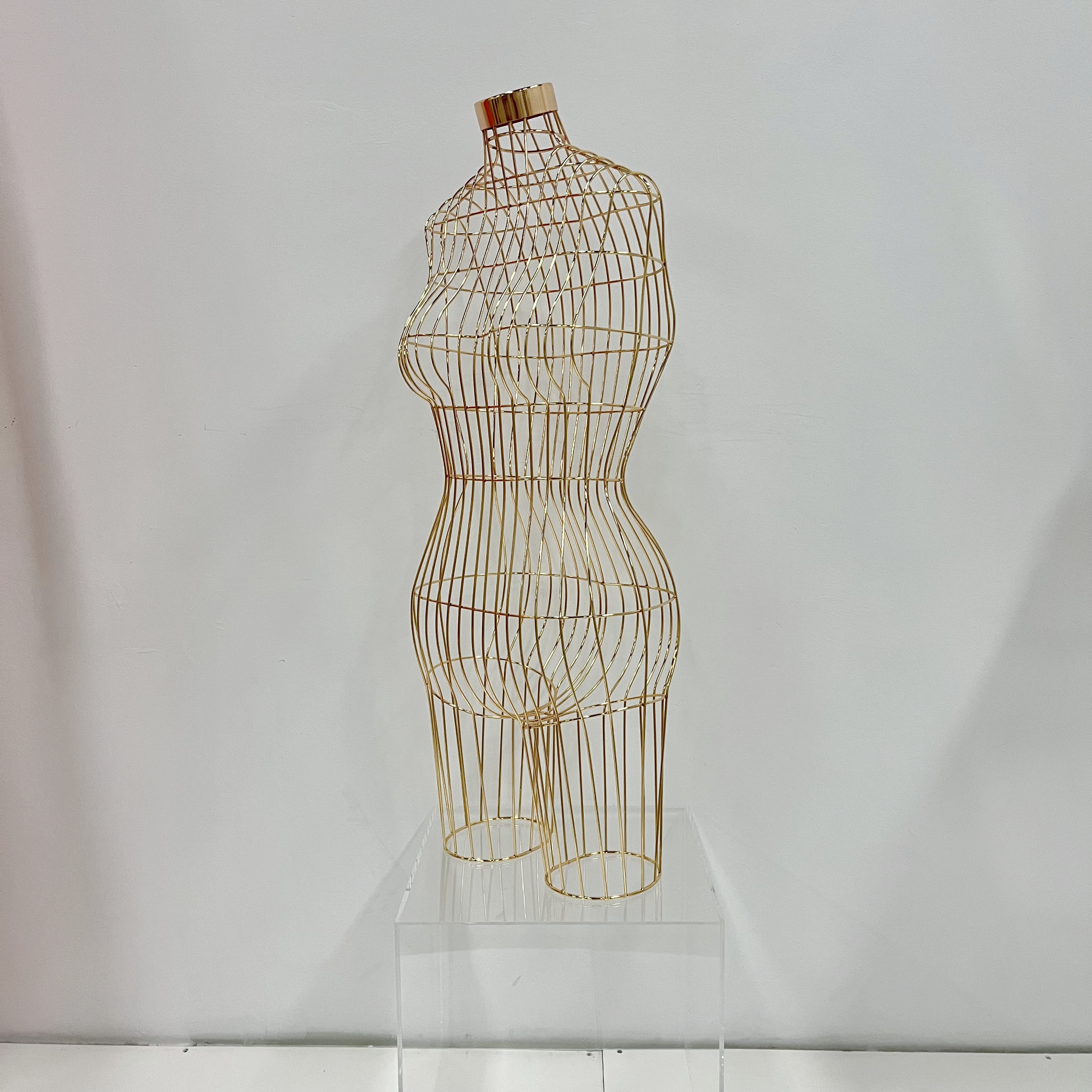 Iron Mannequin Torso Big Breast Standing / Hanging for Clothes Display Upper Body Metal Wire Mannequins Female Gold Plus Size