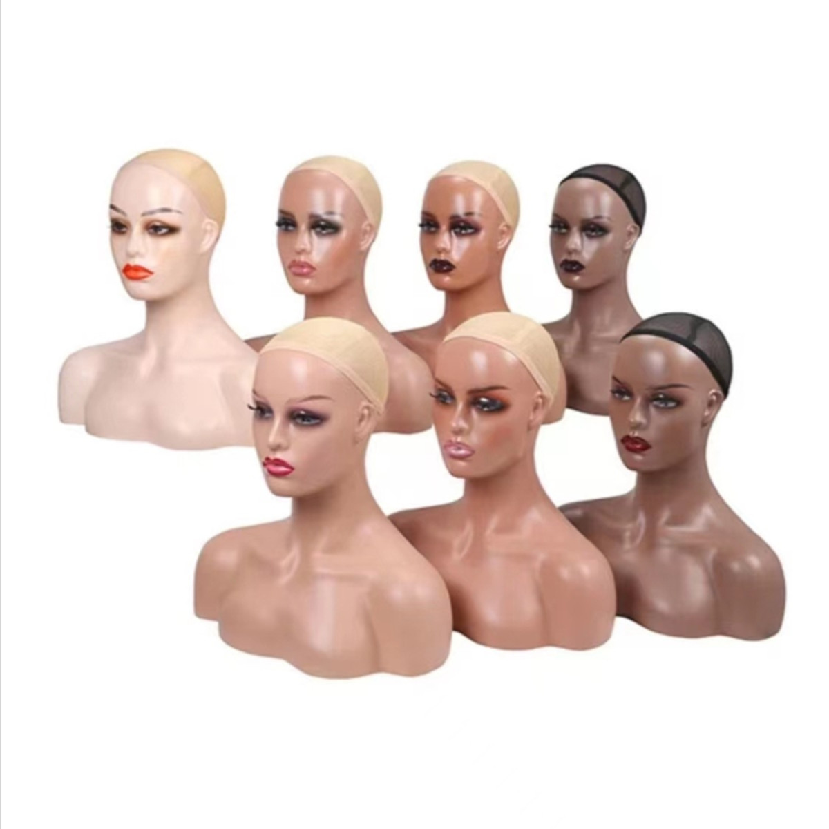 Fashion Mannequin Head for Wig Display Realistic Hair Mannequin with Shoulder Smile for Hat Display Jewelry Display Props Women