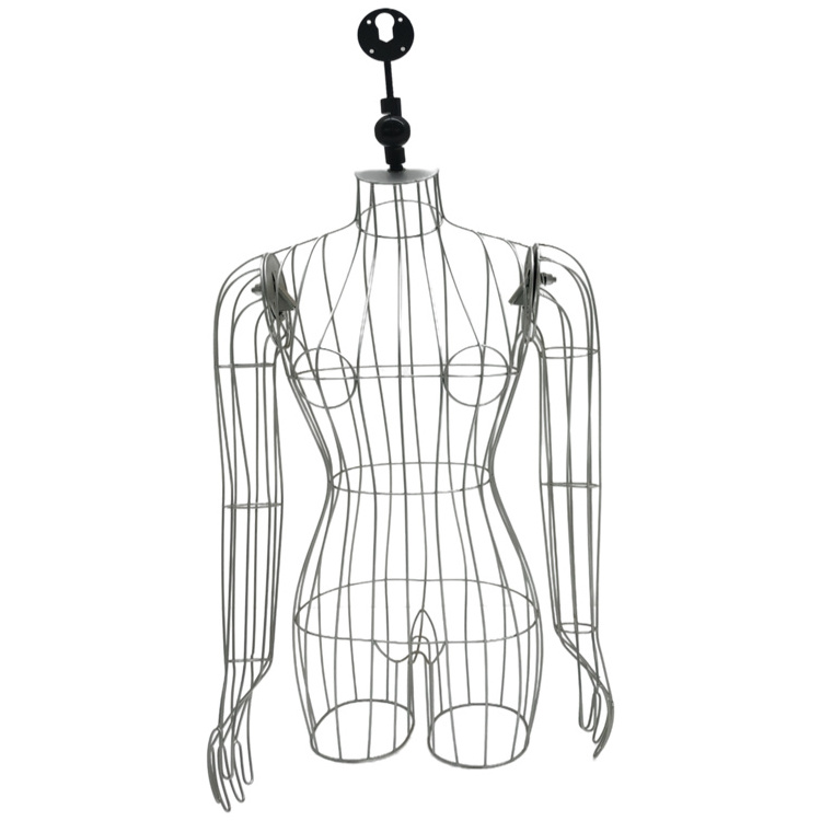 Customized silver metal wire mesh mannequin woman hanging metal wire torso female upper body standing mannequins