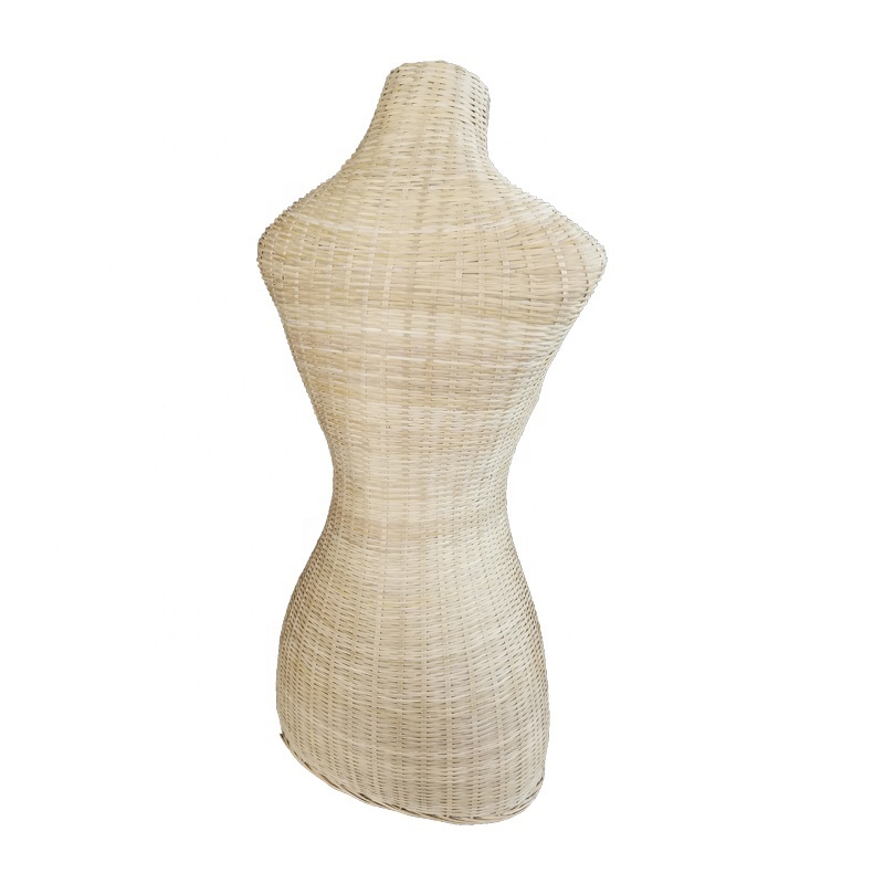 Handmade Rattan Half Body Female Mannequin Woman Upper-Body Dummy Torso Cloth Display