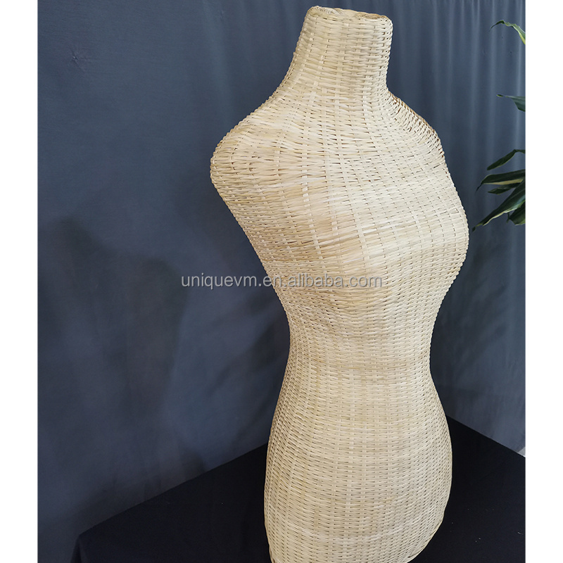 Handmade Rattan Half Body Female Mannequin Woman Upper-Body Dummy Torso Cloth Display