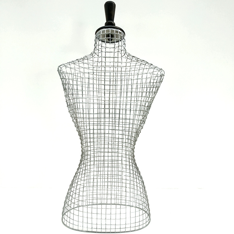 Half body Mesh shape Metal wire mannequin Silver Iron manikin torso female bust dummy for underclothes display