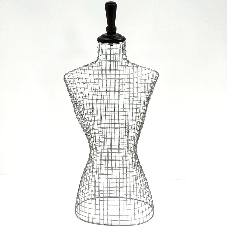 Half body Mesh shape Metal wire mannequin Silver Iron manikin torso female bust dummy for underclothes display