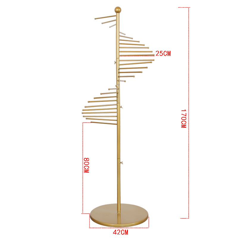 Gold multi-functional round scarf rack floor-to-ceiling display rack creative clothing store trousers display rack