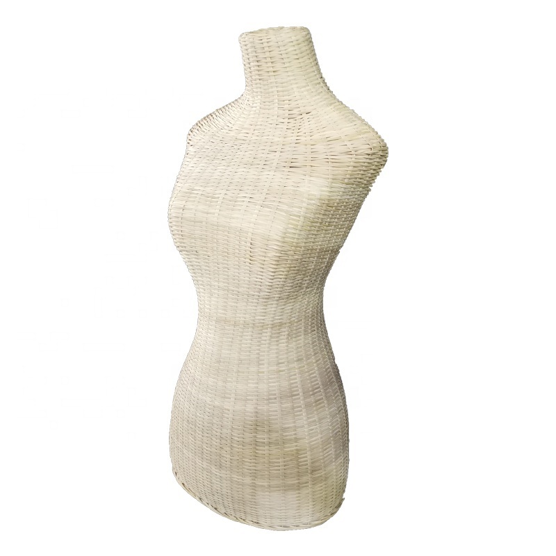 Handmade Rattan Half Body Female Mannequin Woman Upper-Body Dummy Torso Cloth Display