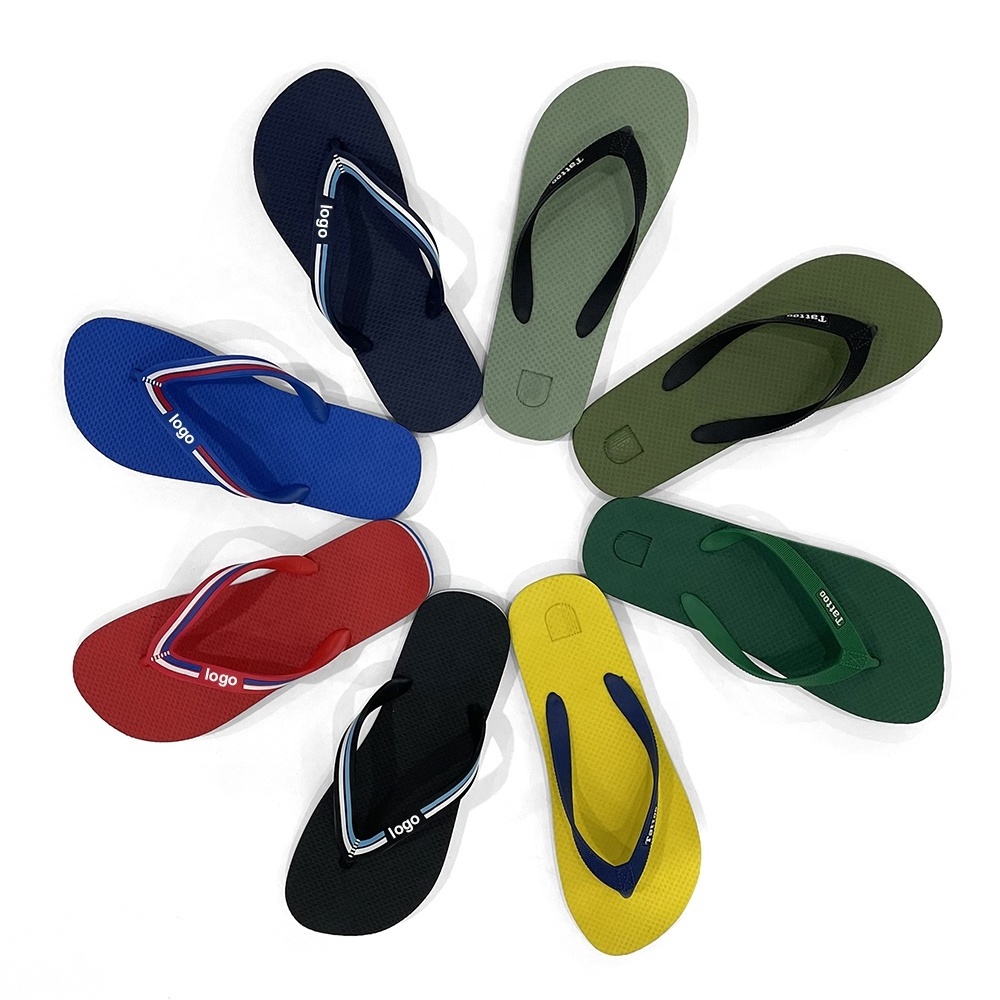 New PVC Strap Mens Flip Flops Custom Embossed Logo Durable EVA Slippers