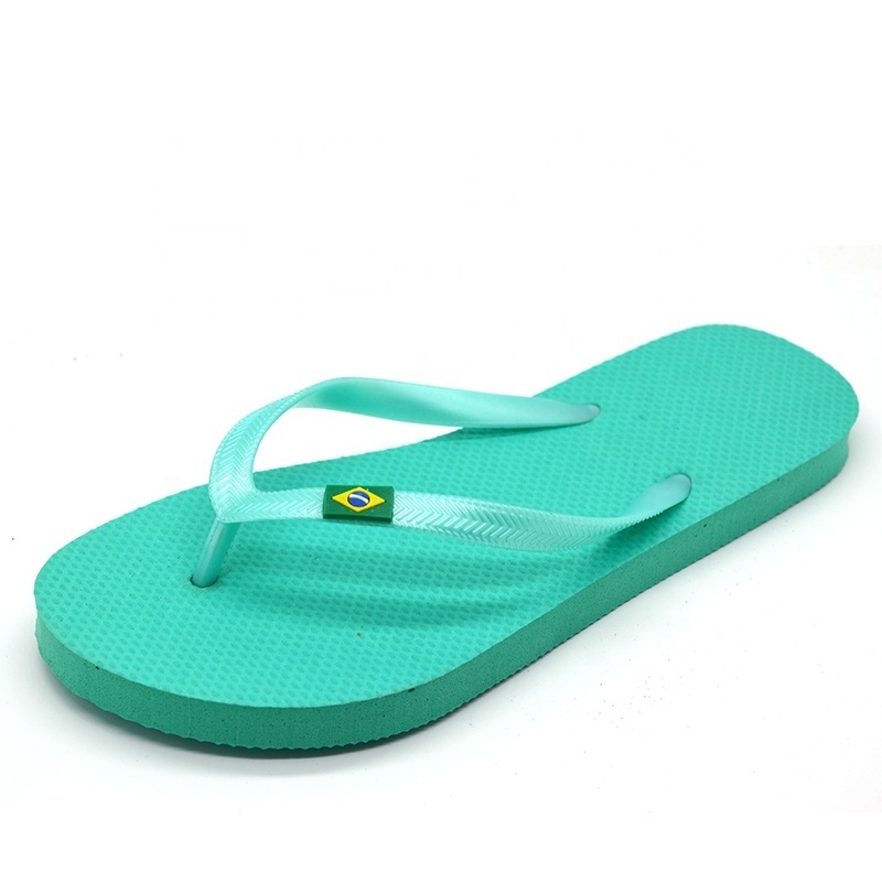 Plain color ladies slippers with customized own logo for women flip flops