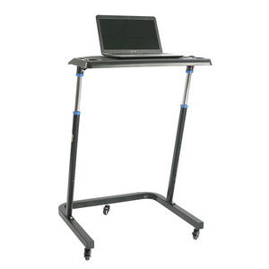 Height Adjustable Laptop Table with Wheels Mobile Standing Desk Rolling Computer Cart Table