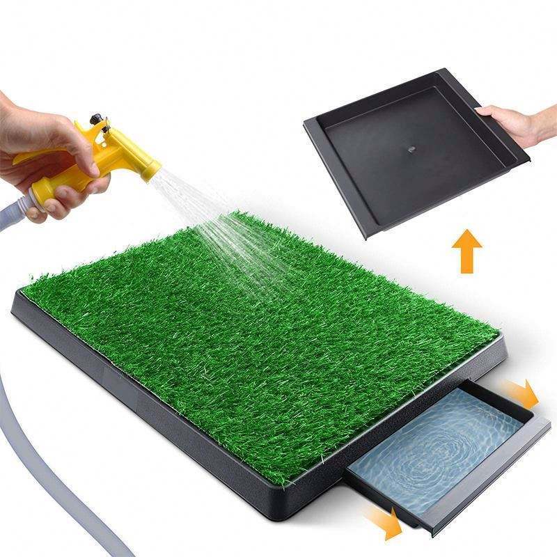 Unisport Pet Dog Cat Artificial Grass Litter Toilet Foot Mat Training Indoor Plastic Tray Grass Training System Box Dog