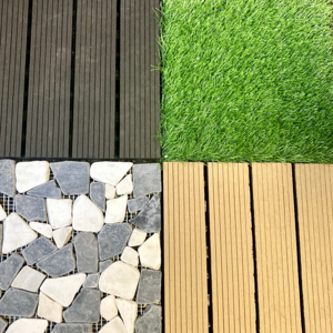 Garden floor design artificial grass deck tiles WPC tile stone tile for garden