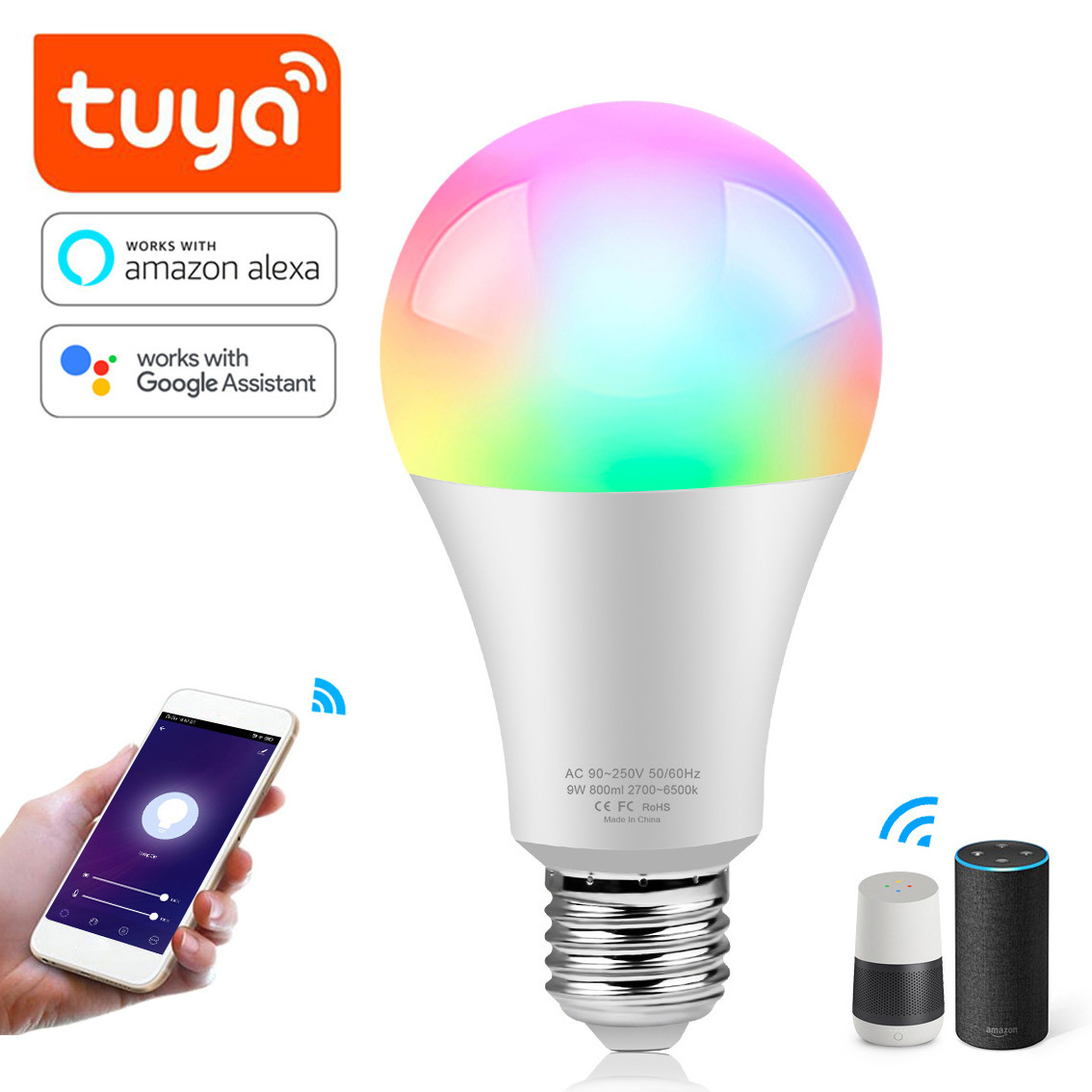 factory sale 9w 10w 12w 15w 18w smart light bulb led bulbs e27 tuya smart bulb remote control