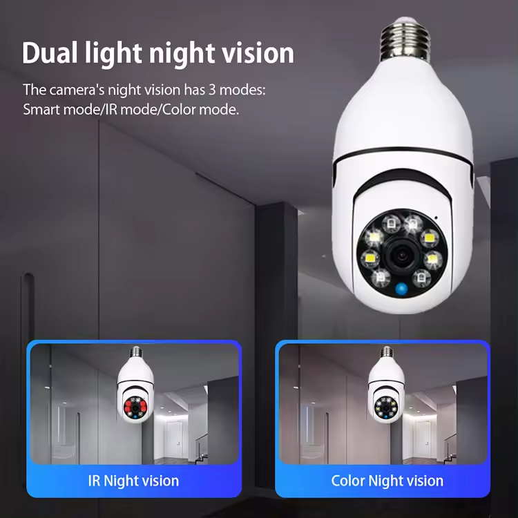 Night Vision Safe Wireless light Bulb With Camera   360 Rotating Automatic Tracking Camera Wifi Bulb Camera