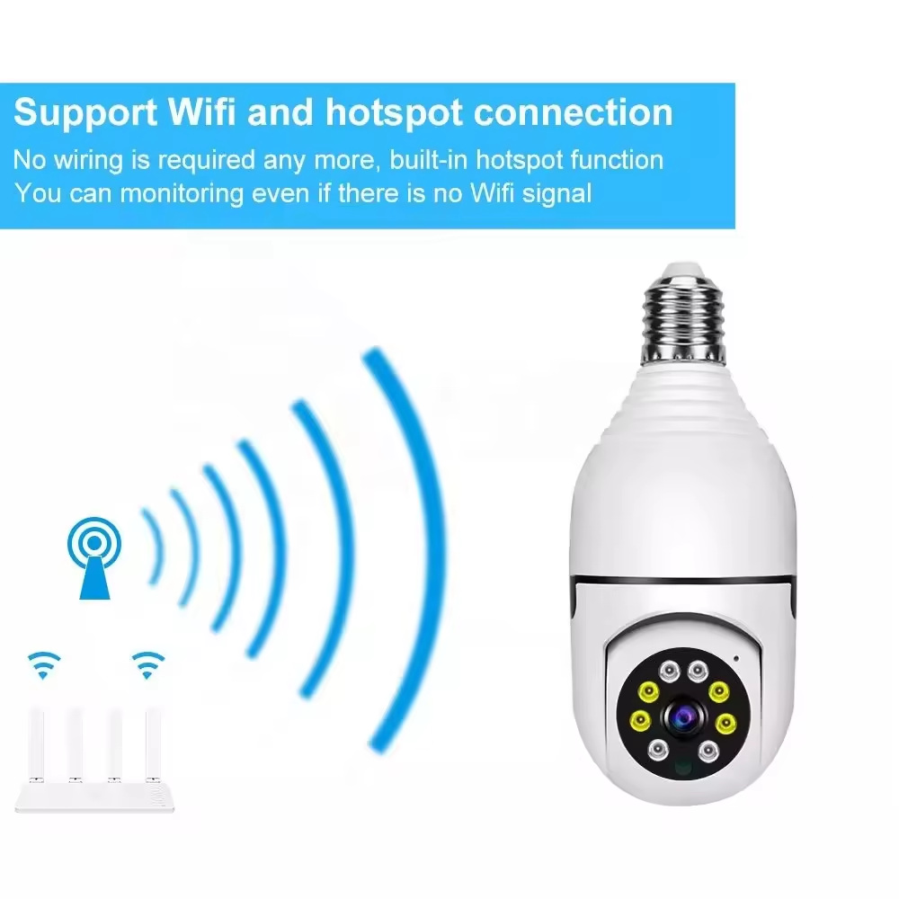 Night Vision Safe Wireless light Bulb With Camera   360 Rotating Automatic Tracking Camera Wifi Bulb Camera