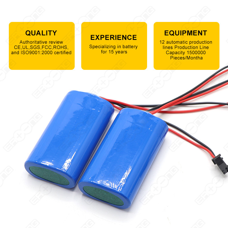 Customized 18650 1S 2P 3.7V Lithium Ion Battery Cell 6700 mAh 18650 Battery Pack For Flashlight