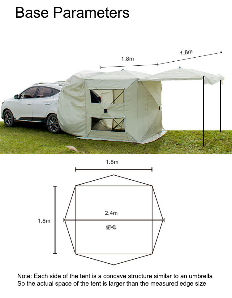 Unistrengh Outdoor SUV Car Rear Extension Tent Car Side Camping Tent With Canopy Anti-Mosquito Sunshade