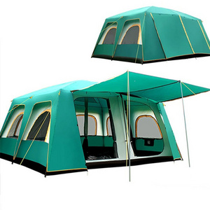 Double Layer Leisure 2 Room 8 10 Person Camping Cabin House Shape Camping Tent