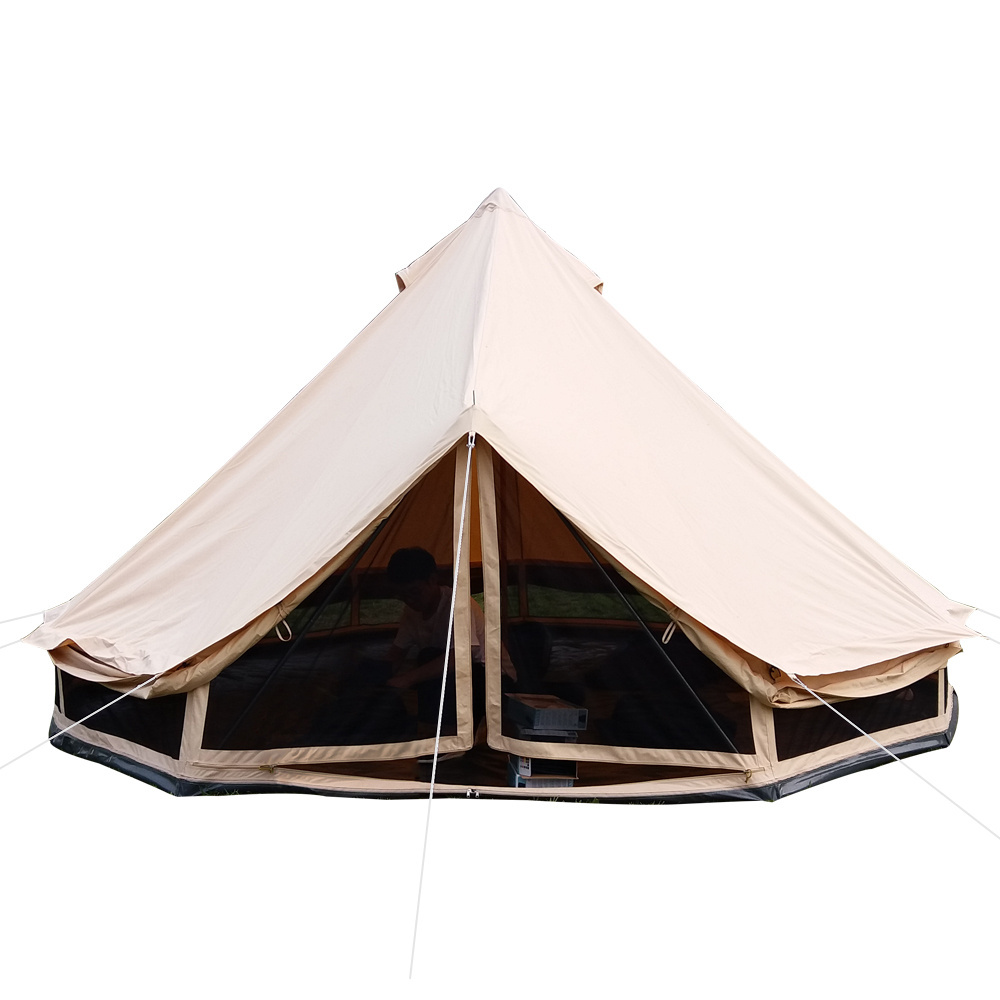 Waterproof Cotton fabric Garden and beach glamping pod frost tree tent Bell Tent with Pro 2 door