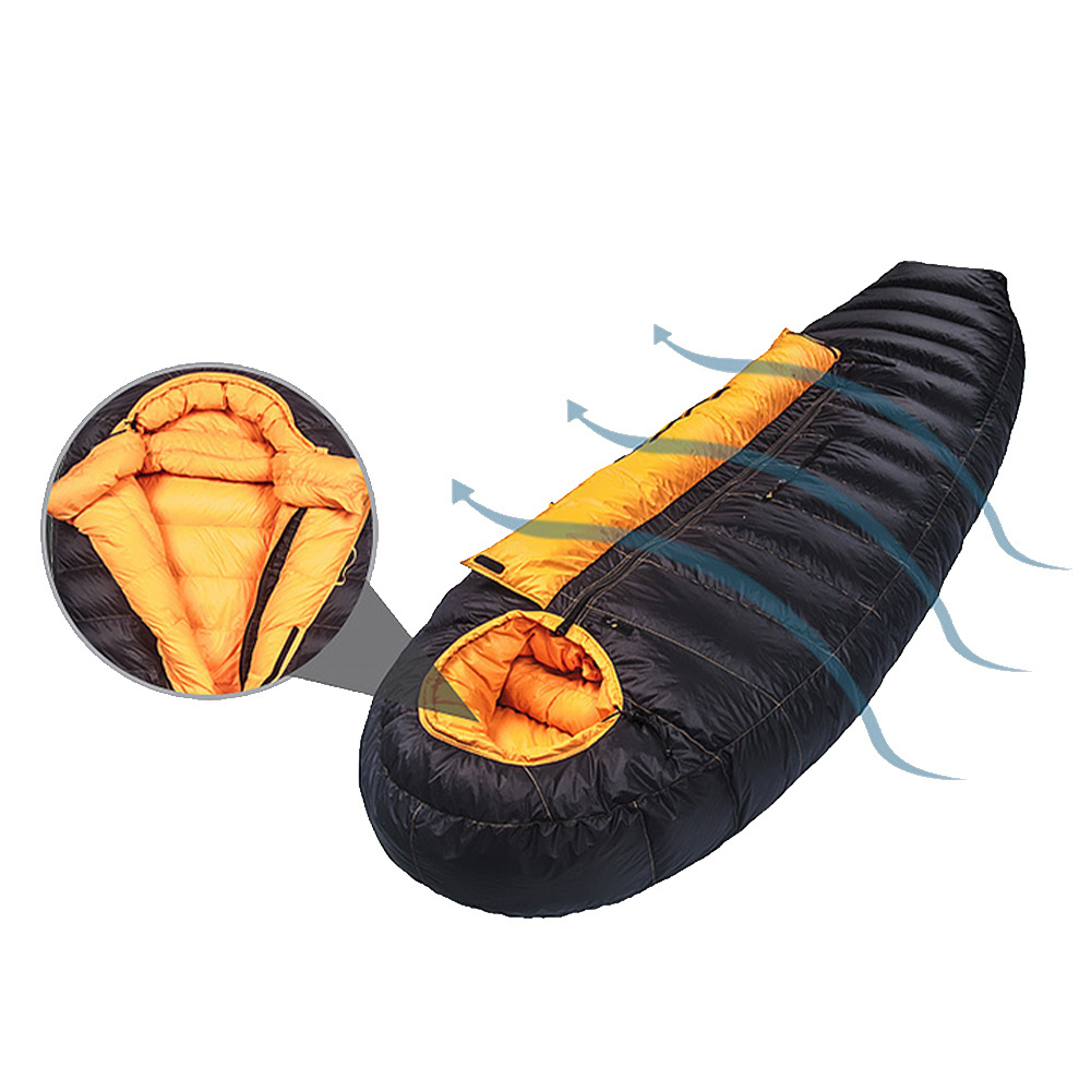 Factory Wholesale OEM  V-Shaped Lock Blue Mummy Sleeping Bags For Camping