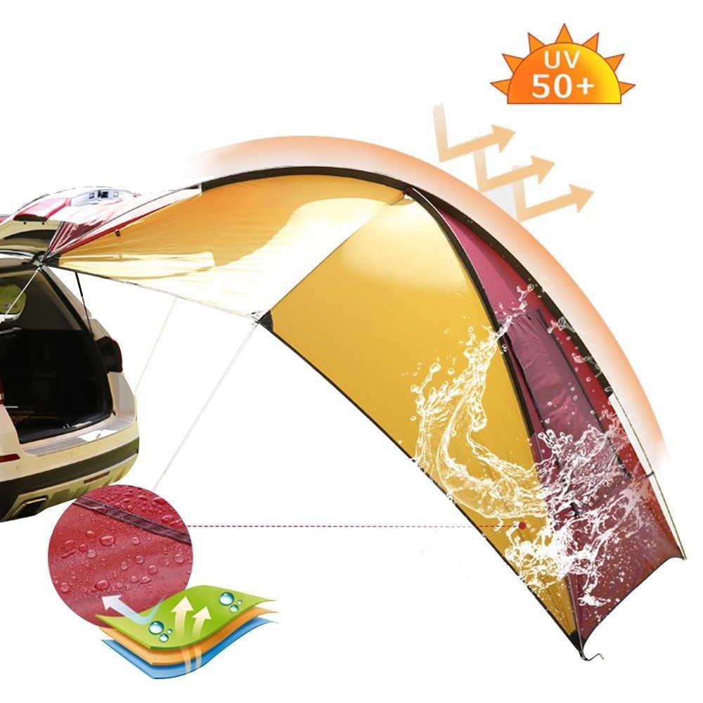 Waterproof Teardrop Trailer Awning Portable Car SUV Awning Tent Sun Shelter Canopy for Camping 4 Persons