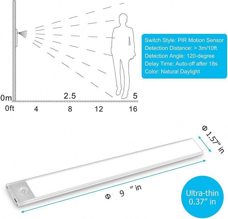 37 LEDs Wireless Closet Night Lighting Rechargeable Table Cabinet Bookcase Lamp LED Motion Sensor Light