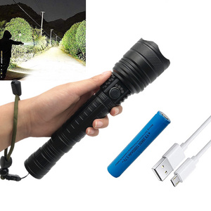 Factory Wholesale  XHP70 Camping Hiking  Torch Super Bright Power Rechargeable Tactical Flashlight LED