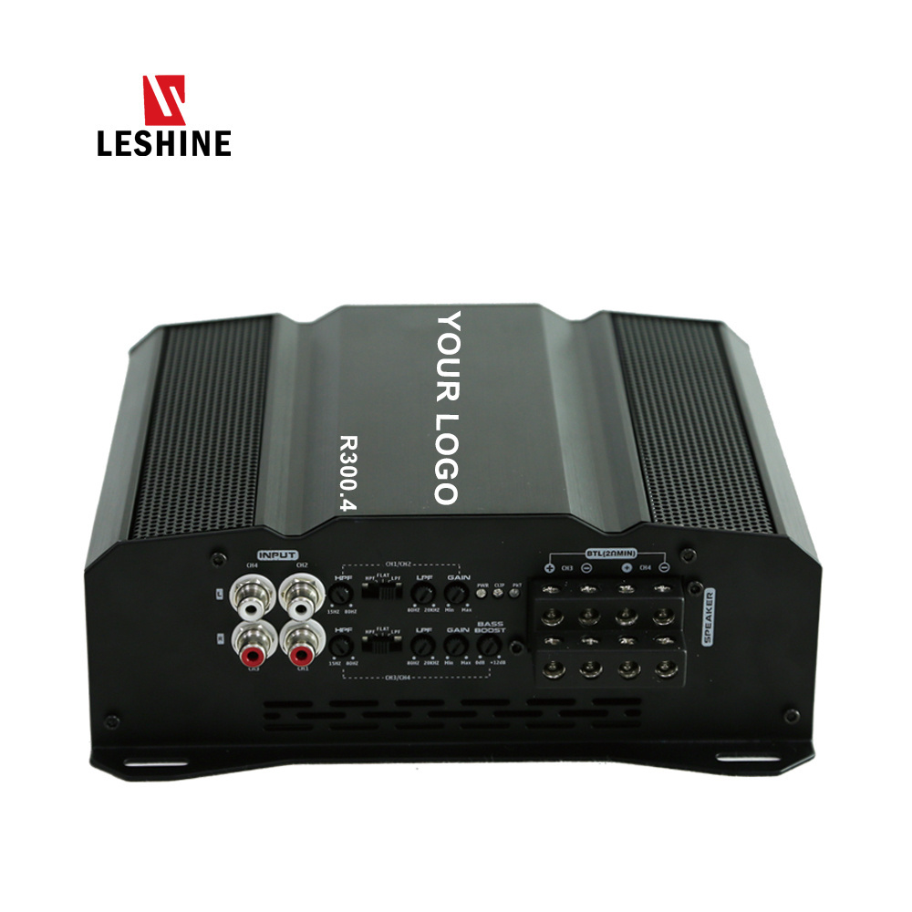 Leshine R300x4 2022 New Design Mini Brazil Class D  car Subwoofer Speakers 4 channel OEM car amplifiers Supplier in China