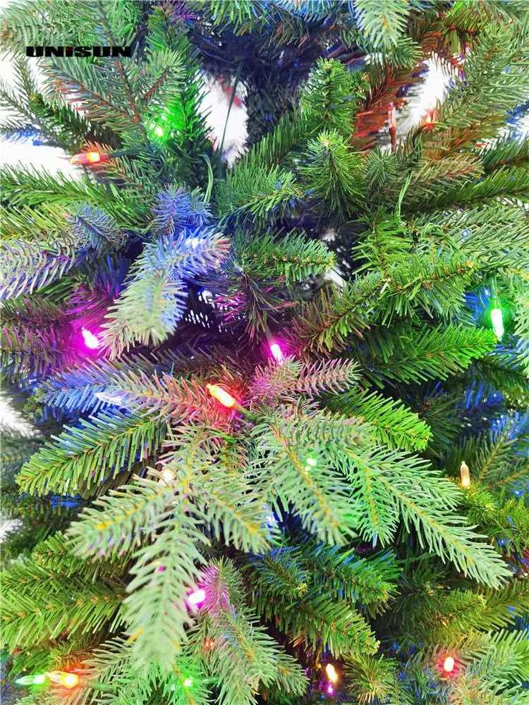 7FT Appalachian Fir Deluxe One Plug Electric Pole To Pole Color Changing Led Prelit Pvc Pe Artificial Christmas Tree