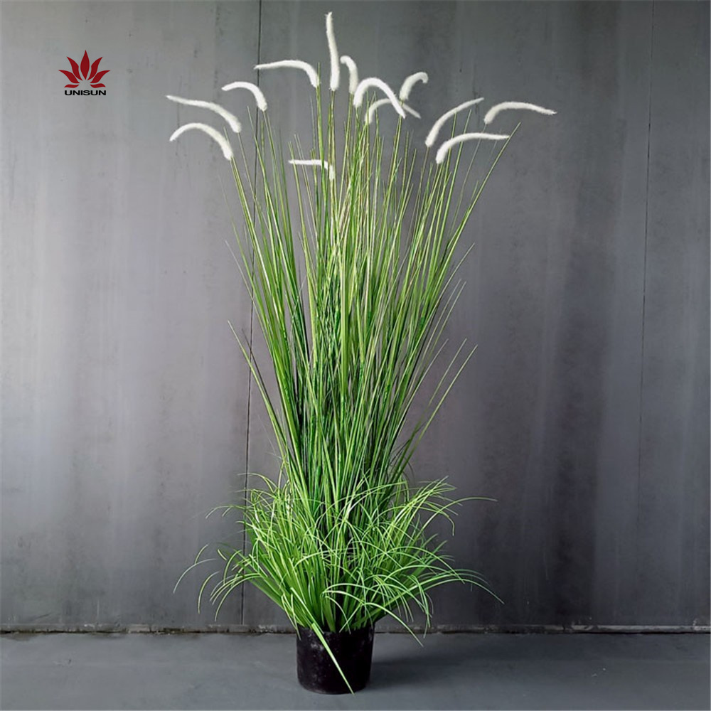 Factory High Quality Artificial Cattail Grass onion plants Potted Grass for Room Office indoor Decor