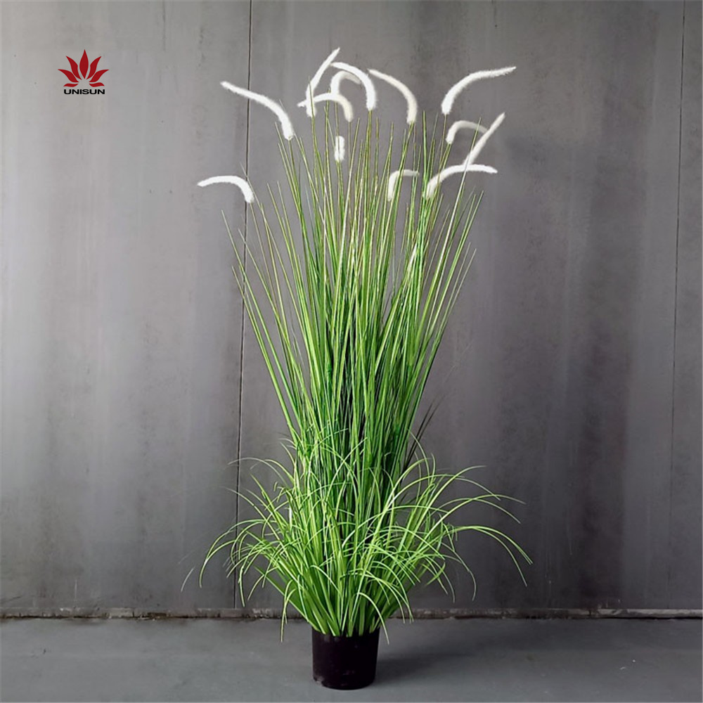 Home decoration green plastic plant artificial onion grass with black flower pot