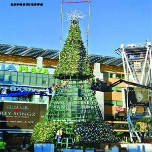 Metal Frame Giant Large Shopping Mall Outdoor Commercial Christmas Tree With Programmed Lighting Decoration