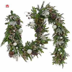 New Design 9ft Pre-Lit Party Christmas Tree Alpine Collection Decorated  Christmas Garland