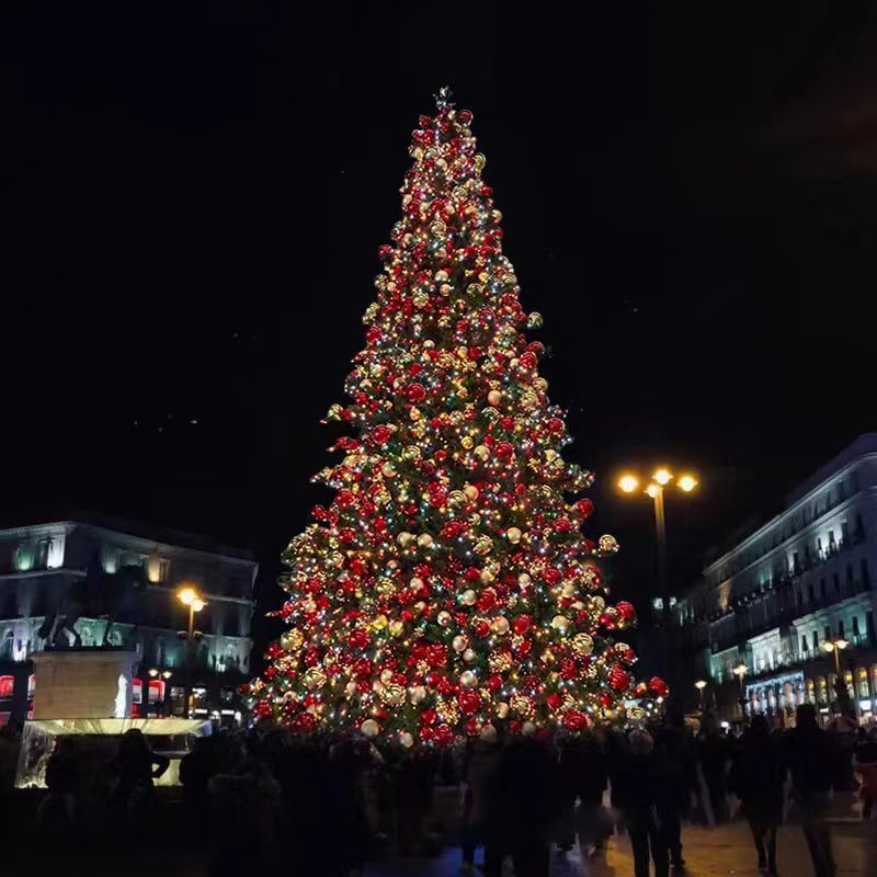 Metal Frame Giant Large Shopping Mall Outdoor Commercial Christmas Tree With Programmed Lighting Decoration