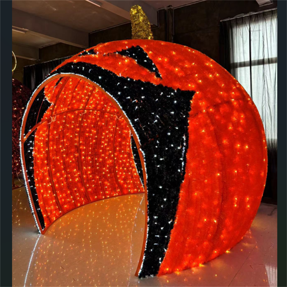 Giant 3d LED Arch Walk Through Big Christmas Pumpkin  Motif Lights for Park Garden Decorations