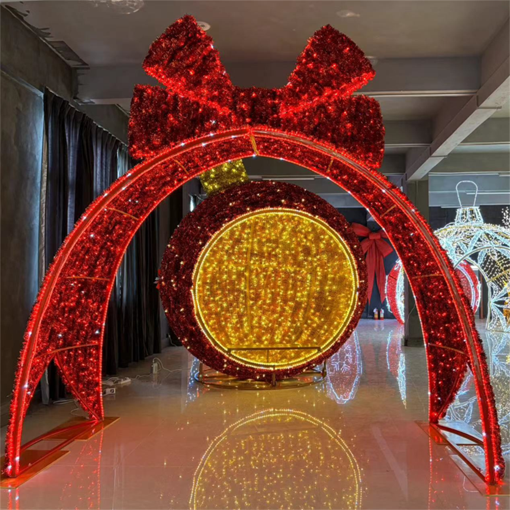 Giant 3d LED Arch Walk Through Big Christmas Pumpkin  Motif Lights for Park Garden Decorations