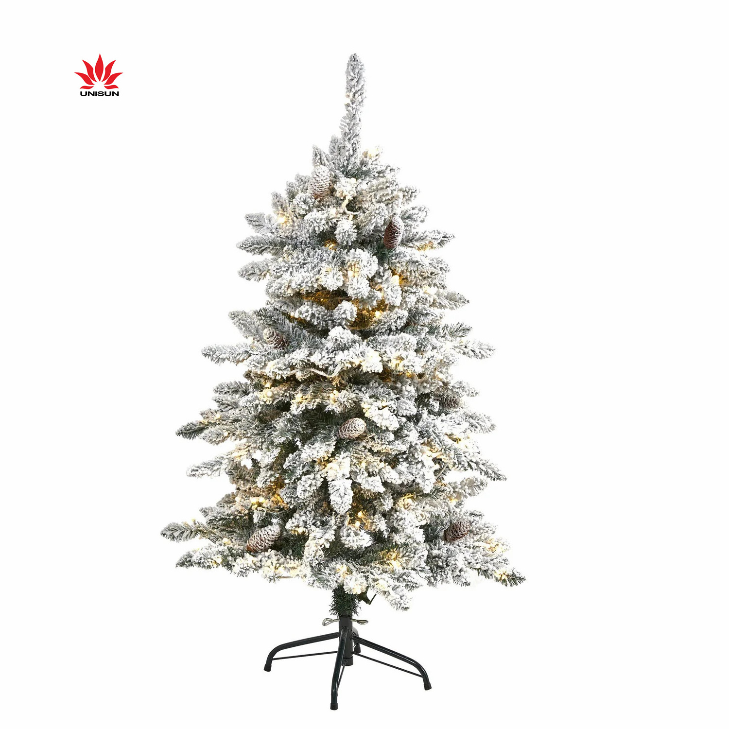 2024 Artificial Xmas  Snowy Flocked Slim Pencil Christmas Tree with Lights