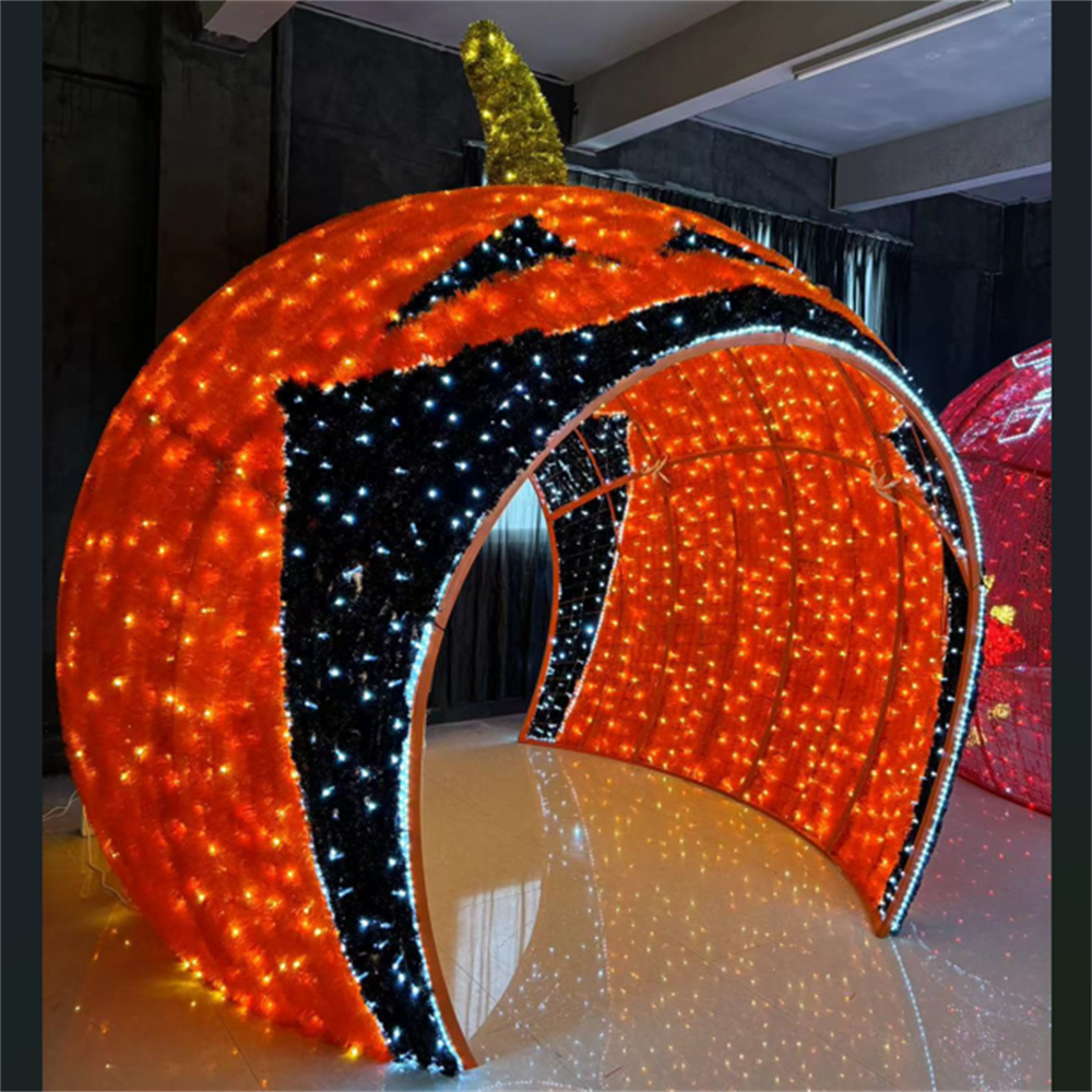 Giant 3d LED Arch Walk Through Big Christmas Pumpkin  Motif Lights for Park Garden Decorations