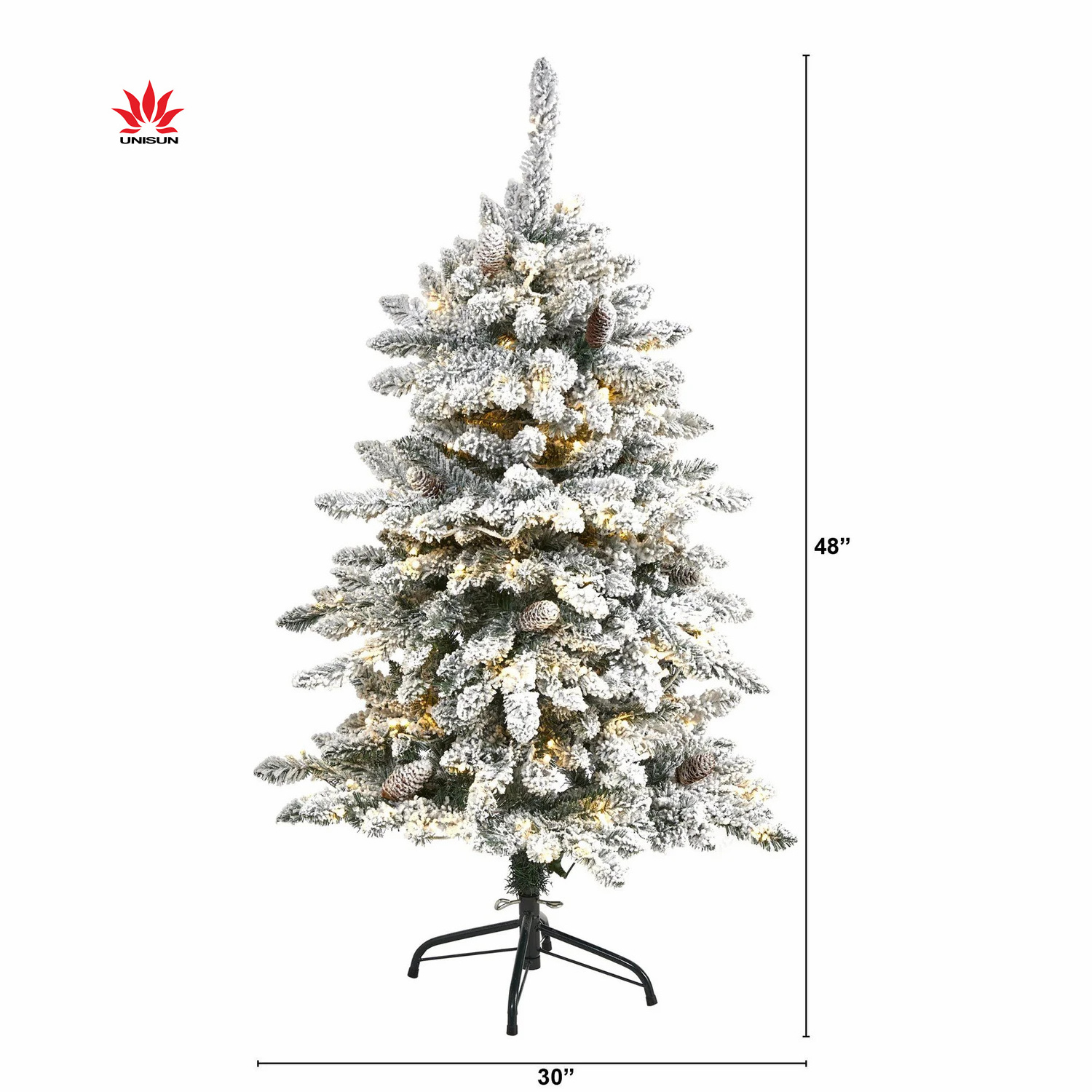 2024 Artificial Xmas  Snowy Flocked Slim Pencil Christmas Tree with Lights