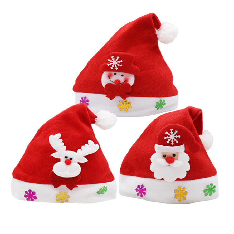 New Santa Claus hat flannelette decal cartoon children's Christmas hat accessories hat