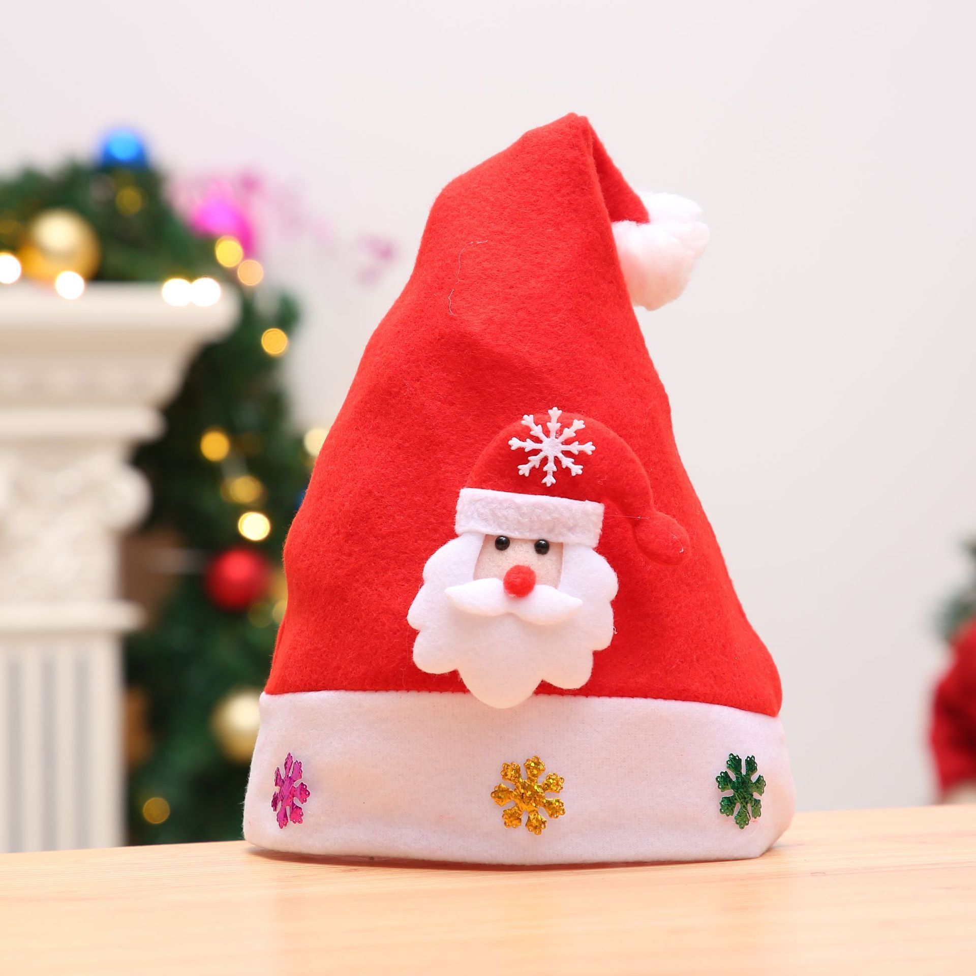 New Santa Claus hat flannelette decal cartoon children's Christmas hat accessories hat