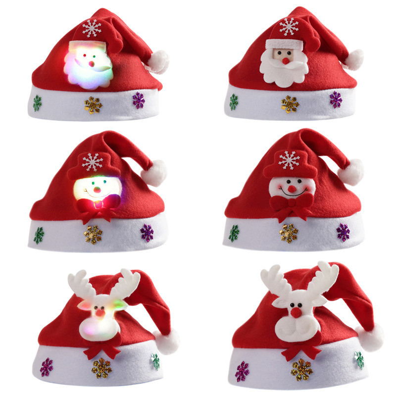 New Santa Claus hat flannelette decal cartoon children's Christmas hat accessories hat