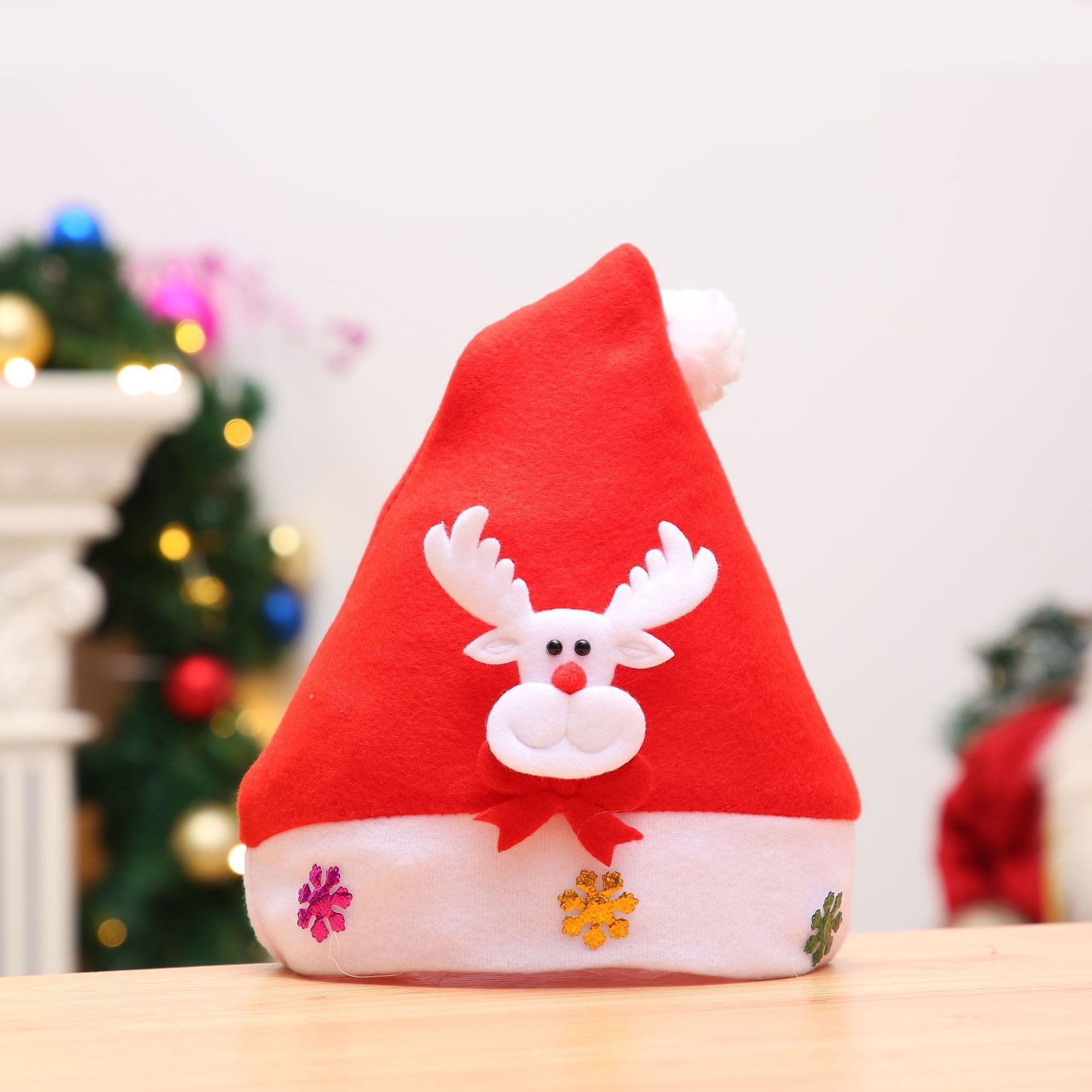 New Santa Claus hat flannelette decal cartoon children's Christmas hat accessories hat