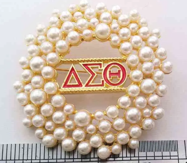 Hot sale Sorority Greek mythology Pin Rhinestone DELTA SIGMA THETA Greek Letters Ladies Fraternity anti-emptied Brooch