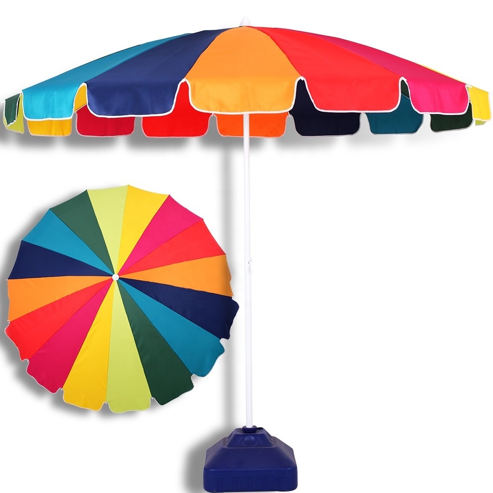 OEM Logo Printed Beach Umbrella Big Size  Anti-UV Sun Umbrella  Outdoor Beach Umbrella With Tilt