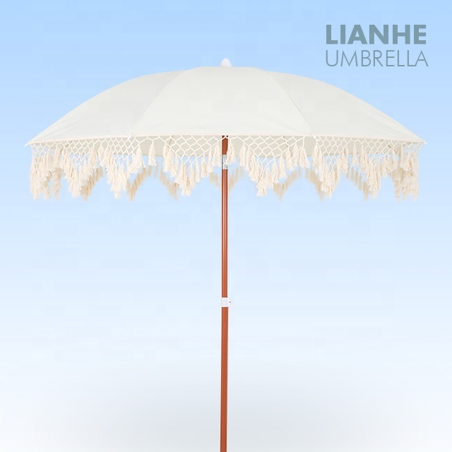 Custom Design Beach Umbrella High Quality Sun Umbrella Potable Beach Umbrella With Tassel