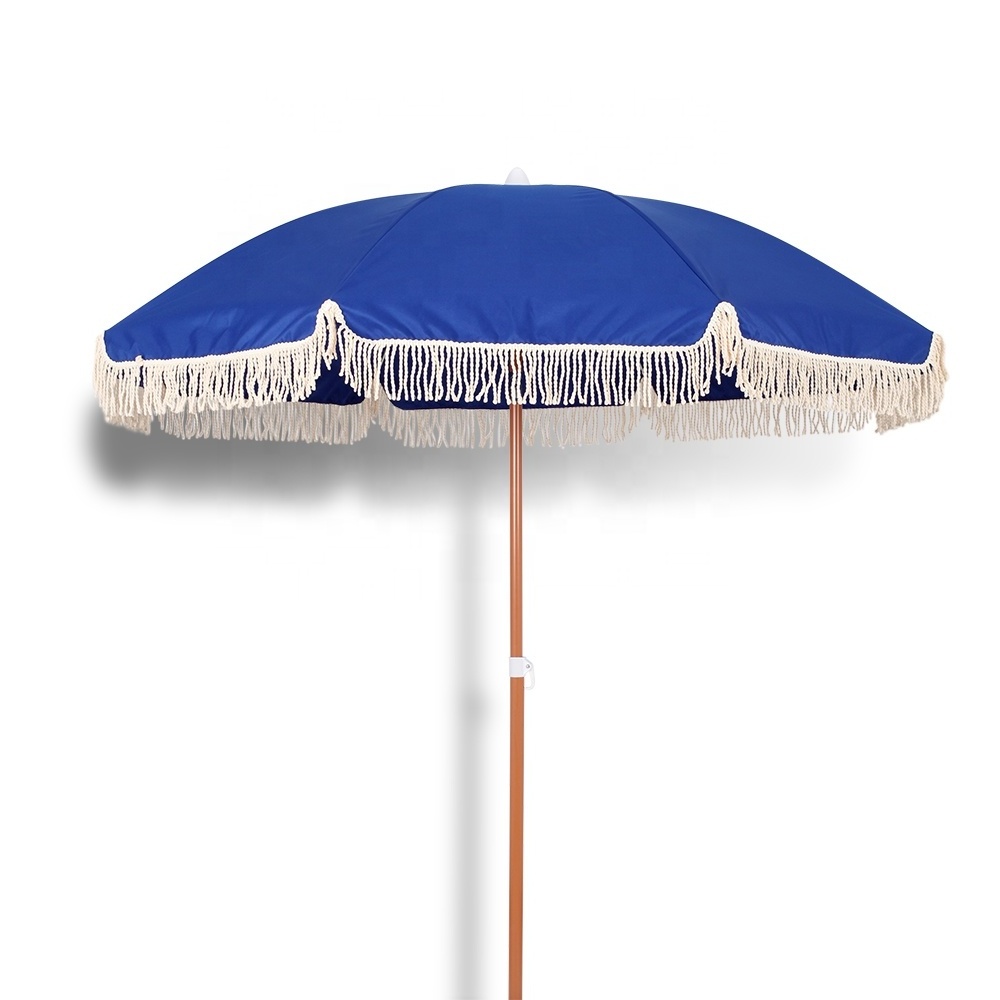 Custom Design Beach Umbrella High Quality Sun Umbrella Potable Beach Umbrella With Tassel