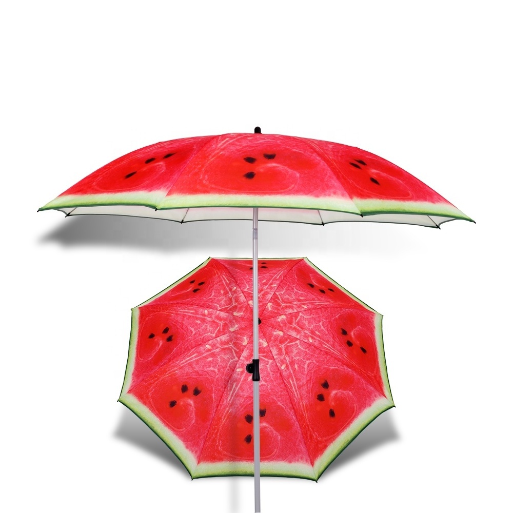 Hot Sale Watermelon Design Parasol Beach Umbrella Anti-UV Sun Umbrella Potable Beach Umbrella