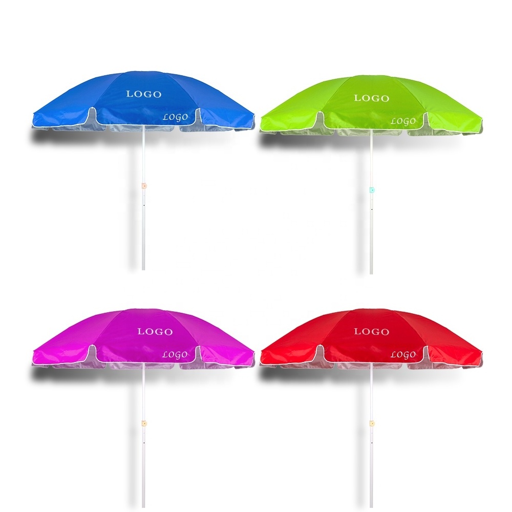 OEM Logo Printed Parasol Beach Umbrella Outdoor  Advertising Umbrella Anti-UV Beach Umbrella