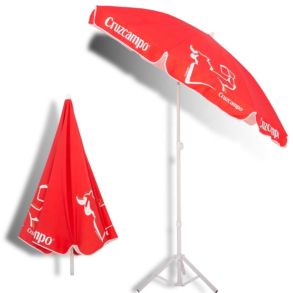 OEM Logo Printed Parasol Beach Umbrella Outdoor  Advertising Umbrella Anti-UV Beach Umbrella