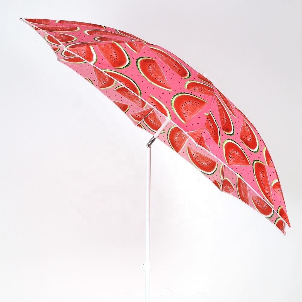 Competitive Price Custom Design Foldable Parasol Umbrella Watermelon Design Potable Beach Umbrella